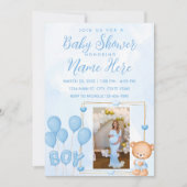 Es ist ein Baby Blue Gold Custom Foto Baby Shower Einladung (Vorderseite)
