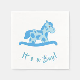 Es ist ein Baby Blue Rocking Horse Baby Shower Serviette