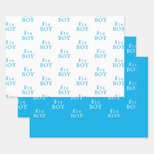 Es ist ein Baby Blue Typografy Baby Baby Shooter Geschenkpapier Set (Set)