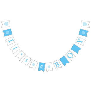 Es ist ein Baby Blue Typografy Hearts Baby Shower Wimpelkette