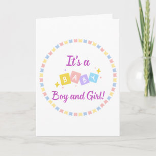 Es ist ein Baby Boy und Girl Twins Geburtshinweis Karte