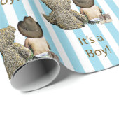 Es ist ein Baby Cowboy und Teddy Bear Baby Shower Geschenkpapier (Rolleneckpunkt)