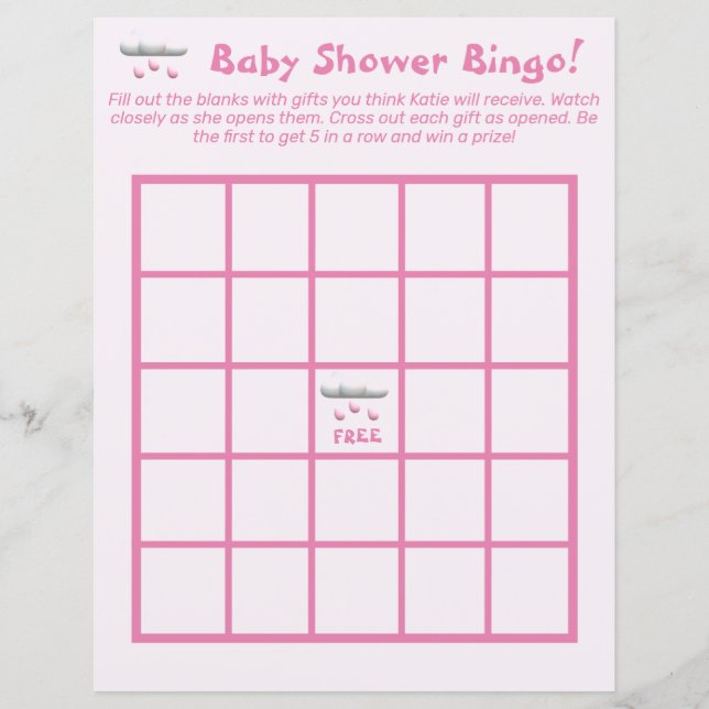 Es ist ein Baby-Duschbingo (Vorderseite)