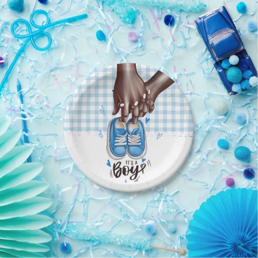Es ist ein Baby-Dusche Blue Boy Shoes Pappteller (Party)