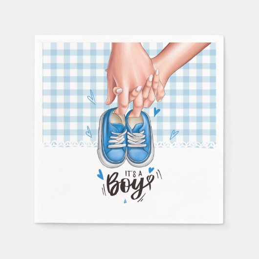 Es ist ein Baby-Dusche Blue Boy Shoes Serviette (Vorderseite)