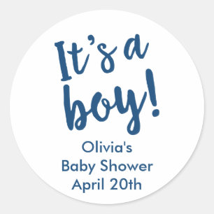 Es ist ein Baby-Dusche Gefallen Tag Navy Blue Runder Aufkleber