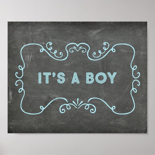 Es ist ein Baby-Dusche Schild Blue Chalkboard (Vorne)