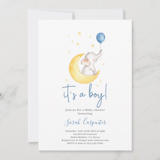 Es ist ein Baby-Elefant-Baby-Duschjunge Einladung (Vorderseite)