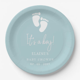 Es ist ein Baby Feet Blue Boy Baby Dusche Pappteller