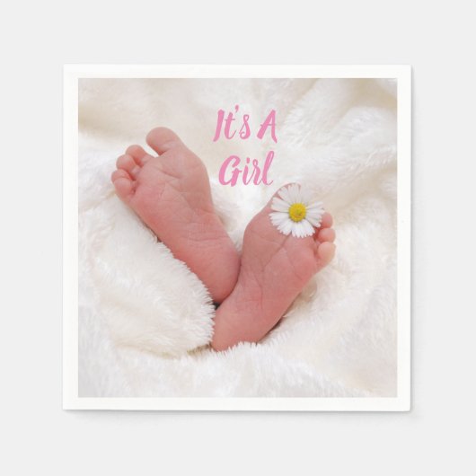 Es ist ein Baby-Feet mit Daisy Serviette (Vorderseite)