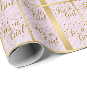 Es ist ein Baby Girl - Rosa und Gold Confetti Dots Geschenkpapier