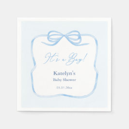 Es ist ein Baby Light Blue Bow Baby Shower Party Serviette