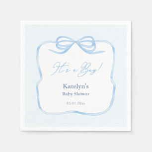 Es ist ein Baby Light Blue Bow Baby Shower Party Serviette