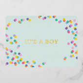 Es ist ein Baby Mint Green Baby Dusche Confetti Go Folieneinladung (Vorderseite)