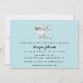 Es ist ein Baby New Baby Dusche Blue Silver Einladung (Vorderseite)