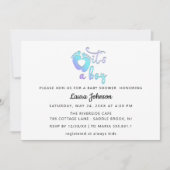 Es ist ein Baby New Baby Dusche Blue White Heart F Einladung (Vorderseite)