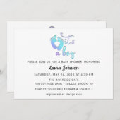 Es ist ein Baby New Baby Dusche Blue White Heart F Einladung (Vorne/Hinten)