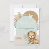 Es ist ein Baby Safari Theme Lion Baby Shower Dankeskarte (Vorderseite)