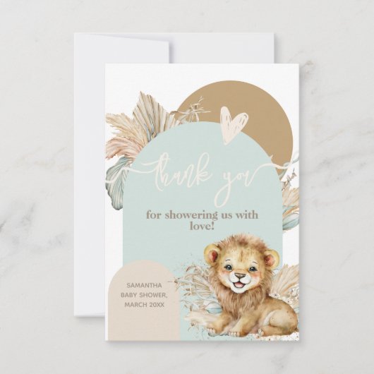 Es ist ein Baby Safari Theme Lion Baby Shower Dankeskarte (Vorderseite)