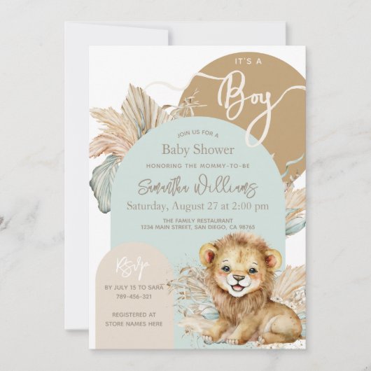 Es ist ein Baby Safari Theme Lion Baby Shower Einladung (Vorderseite)