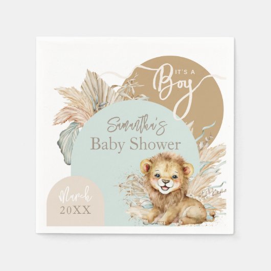 Es ist ein Baby Safari Theme Lion Baby Shower Serviette (Vorderseite)