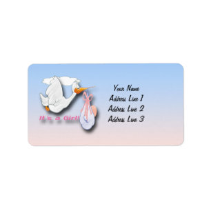 Es ist ein Baby Stork Baby Duschadresse Labels Adressaufkleber