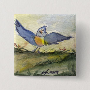 Es ist ein blauer Vogel-Tag Button
