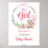 Es ist ein Blumengeschirr mit Babydusche und Begrü Poster (Vorne)