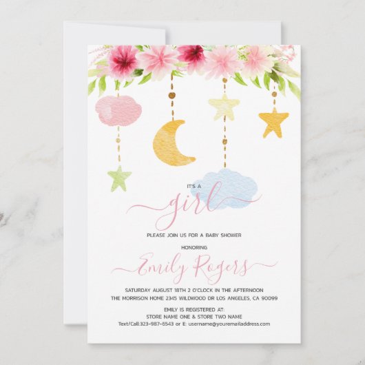 Es ist ein blumengeschmücktes Baby-Dusche-Party Save The Date (Vorderseite)