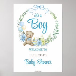 Es ist ein Blumenkranz-Begrüßungsschild Poster