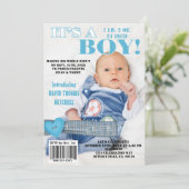 Es ist ein Bouncing Baby Boy Magazine Cover Einladung (Stehend Vorderseite)