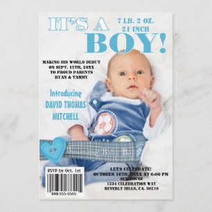 Es ist ein Bouncing Baby Boy Magazine Cover Einladung