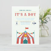 Es ist ein Boy Baby Shower Invitation Circus Einladung (Stehend Vorderseite)