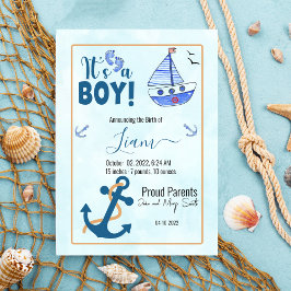 Es ist ein Boy Birth Nautical Sailboat Anchor Ankündigung