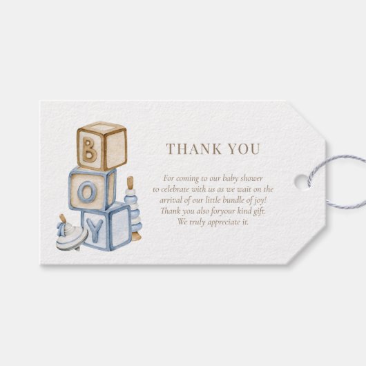 Es ist ein Boy Blue Boho Blöcke und Spielzeug Dank Geschenkanhänger (Vorderseite (Horizontal))