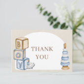 Es ist ein Boy Blue Boho Blocks and Toys Arch Dankeskarte (Stehend Vorderseite)