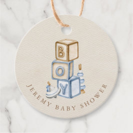 Es ist ein Boy Blue Boho Holzblöcke und Spielzeug Geschenkanhänger