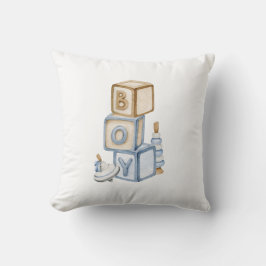 Es ist ein Boy Blue Boho Holzblöcke und Spielzeug Kissen