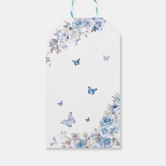 Es ist ein Boy Blue Floral Wappen Danke Geschenkanhänger (Rückseite)