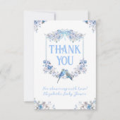 Es ist ein Boy Blue Floral Wappen Danke Karte (Vorderseite)