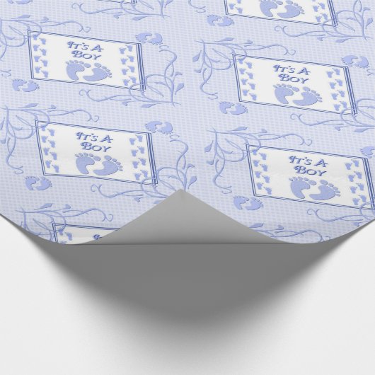 Es ist ein Boy Blue Footprints Papier Geschenkpapier (Ecke)