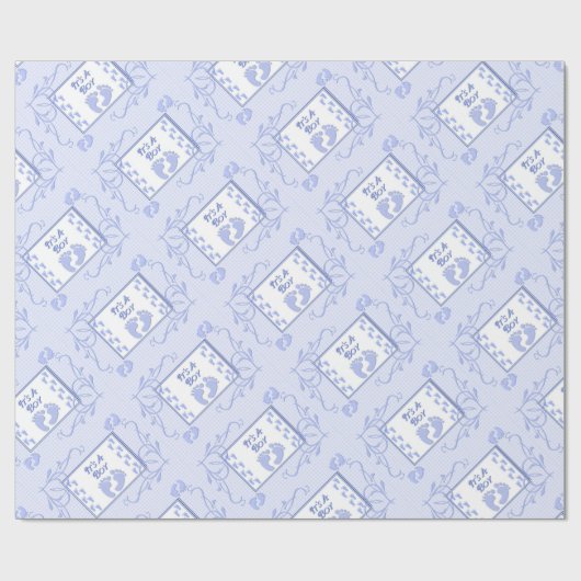 Es ist ein Boy Blue Footprints Papier Geschenkpapier (Flach)