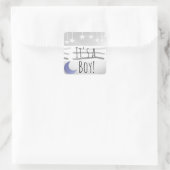 Es ist ein Boy Blue Gray Moon and Stars Quadratischer Aufkleber (Tasche)