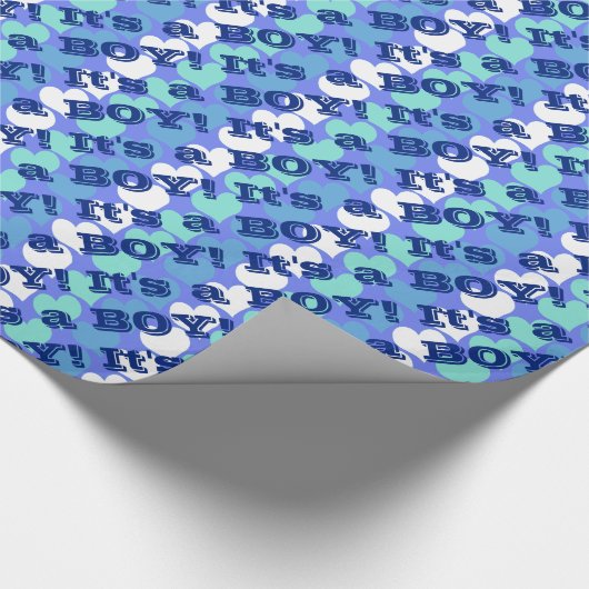 Es ist ein Boy Blue Hearts Geschenkpapier (Ecke)