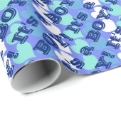 Es ist ein Boy Blue Hearts Geschenkpapier (Rolleneckpunkt)