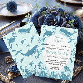 Es ist ein Boy Blue unter der Sea Baby Dusche Einladung