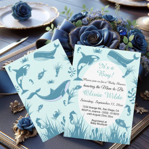 Es ist ein Boy Blue unter der Sea Baby Dusche Einladung