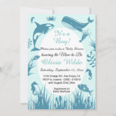 Es ist ein Boy Blue unter der Sea Baby Dusche Einladung (Vorderseite)