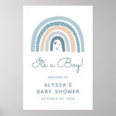 Es ist ein Boy Boho Rainbow Baby Dusche Willkommen Poster (Vorne)