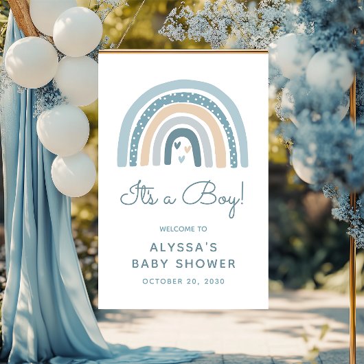 Es ist ein Boy Boho Rainbow Baby Dusche Willkommen Poster
